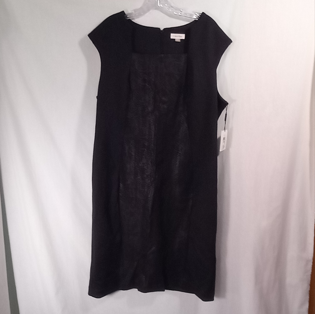 Calvin Klein Black Snakeskin Print Sheath Dress Size 18w Nwt